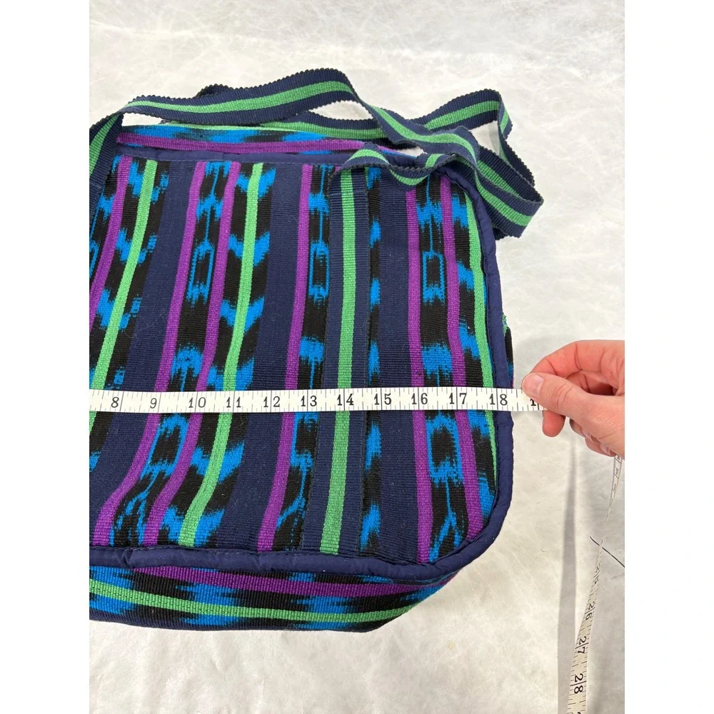 MayaWorks Guatemala Woven Cotton Laptop‎ Bag Briefcase Ikat Blue Purple Green